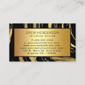 Moderne Zwart en Gouden Zebra Strepen Visitekaartje (Achterkant)