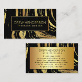 Moderne Zwart en Gouden Zebra Strepen Visitekaartje (Voorkant / Achterkant)