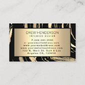 Moderne Zwart en Gouden Zebra Strepen Visitekaartje (Achterkant)