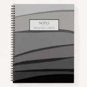 Moderne Zwart en Grijs Shades Custom Text Notitieboek (Voorkant)