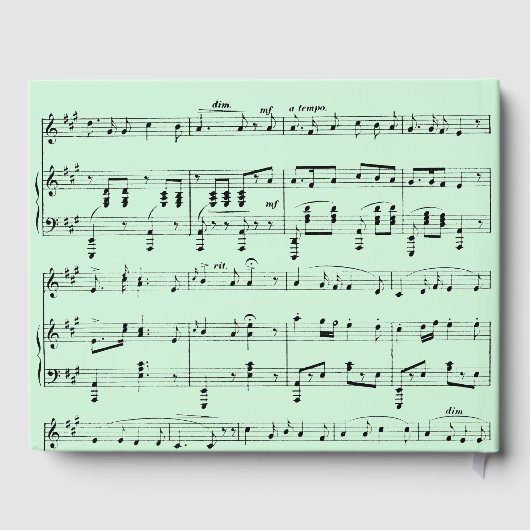 Moderne Zwart en Groene Muziek Bruiloft Uitnodigin Gastenboek (Achterkant)