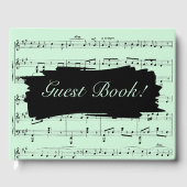 Moderne Zwart en Groene Muziek Bruiloft Uitnodigin Gastenboek (Voorkant)