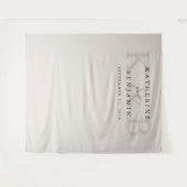 Moderne zwart en ivoor monogram bruiloft achtergro wandkleed (Voorkant (horizontaal))