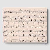 Moderne Zwart en Perzik Muziek Bruiloft uitnodigin Gastenboek (Achterkant)