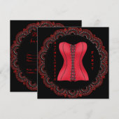 MODERNE ZWART EN RODE LACE BACHELORETTE PARTIJ INV KAART (Voorkant / Achterkant)