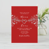 Moderne Zwart en Rood Huwelijksuitnodiging Kaart (Staand voorkant)