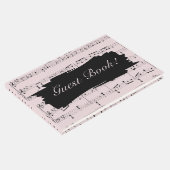Moderne Zwart en Roze Muziek Bruiloft Uitnodiging Gastenboek (Hoek)