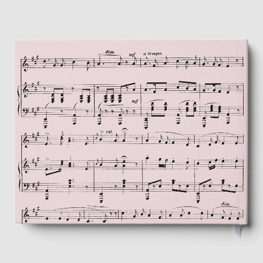 Moderne Zwart en Roze Muziek Bruiloft Uitnodiging Gastenboek (Achterkant)