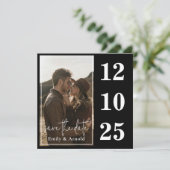 Moderne Zwart en Wit | Chic Save The Date (Staand voorkant)