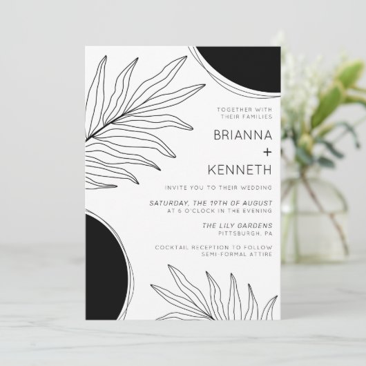 Moderne Zwart en Wit Huidige Botanische Boho Kaart (Staand voorkant)
