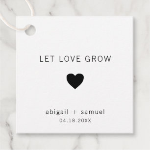 Moderne Zwart en Wit Laat Liefde Groeien Trouwdag Bedankjes Labels