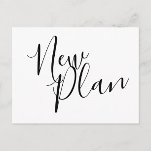 Moderne Zwart en Wit Nieuwe Planning Uitgesteld Ev Briefkaart