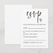 Moderne Zwart en Wit RSVP Gelieve te Beantwoorden  (Voorkant / Achterkant)
