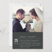 MODERNE ZWART- EN WITTE TYPOGRAFIE-WEDINGFOTO KAART (Voorkant)