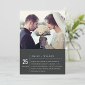 MODERNE ZWART- EN WITTE TYPOGRAFIE-WEDINGFOTO KAART (Staand voorkant)