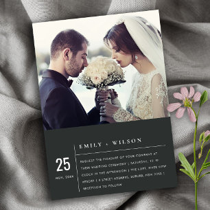 MODERNE ZWART- EN WITTE TYPOGRAFIE-WEDINGFOTO KAART