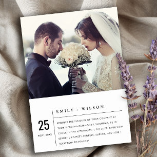 MODERNE ZWART- EN WITTE TYPOGRAFIE-WEDINGFOTO KAART