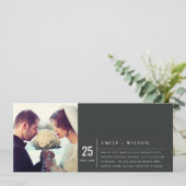 MODERNE ZWART- EN WITTE TYPOGRAFIE-WEDINGFOTO KAART (Staand voorkant)