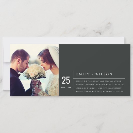 MODERNE ZWART- EN WITTE TYPOGRAFIE-WEDINGFOTO KAART (Voorkant)