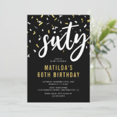 Moderne Zwart & Goud 60ste Verjaardagsfeest Kaart (Staand voorkant)