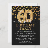 Moderne Zwart & Goud 60ste Verjaardagsfeest Surpri Kaart (Voorkant)
