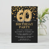 Moderne Zwart & Goud 60ste Verjaardagsfeest Surpri Kaart (Staand voorkant)