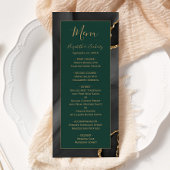 Moderne Zwart Goud Agaat Smaragd Groene Bruiloft Menu