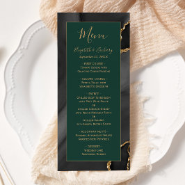 Moderne Zwart Goud Agaat Smaragd Groene Bruiloft Menu