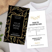 Moderne Zwart & Goud Bloemen Kleding Hang Label