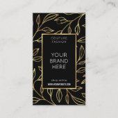 Moderne Zwart & Goud Bloemen Kleding Hang Label (Voorkant)