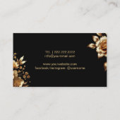Moderne Zwart & Goud Bloemen Schoonheidssalon Luxe Visitekaartje (Achterkant)