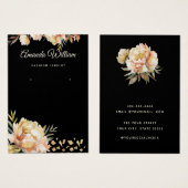 Moderne Zwart & Goud bloemige oorbel display kaart (Voorkant /achterkant)