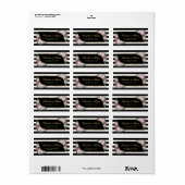 Moderne Zwart Goud Blush Roze Bloemen Etiket (Full Sheet)
