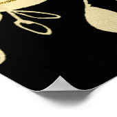 Moderne Zwart Goud Botanische Glam Bruiloft Stoele Poster (Hoek)