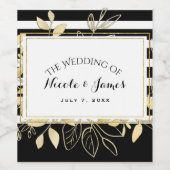 Moderne Zwart Goud Botanische Glamour Chique Wijn Etiket (Enkel label)