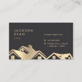 Moderne Zwart & Goud Dakbedekking Bouw Reparatie Visitekaartje (Voorkant)