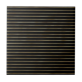 Moderne zwart goud dubbele lijnen illustratie tegeltje