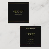 Moderne Zwart & Goud Elegante Professionele Sjablo Vierkante Visitekaartje (Voorkant / Achterkant)
