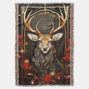 Moderne Zwart Goud en Rode Kerstboom Deken