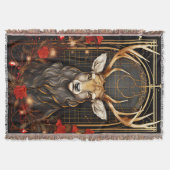 Moderne Zwart Goud en Rode Kerstboom Deken (Voorkant)