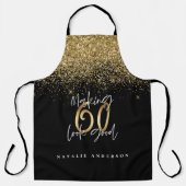 Moderne zwart goud glitter 60ste verjaardag typogr schort (Voorkant)