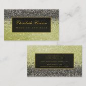 Moderne Zwart Goud Glitter Schoonheid Make-up Visitekaartje (Voorkant / Achterkant)
