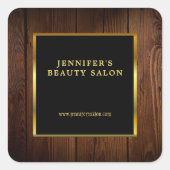 Moderne zwart goud hout promotionele professional vierkante sticker (Voorkant)