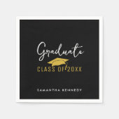 Moderne Zwart & Goud Klasse van 2025 Graduation Ca Servet (Voorkant)
