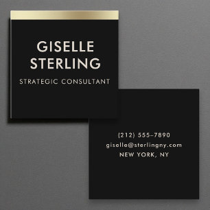 Moderne Zwart Goud Luxe Minimale Typografie Vierkante Visitekaartje