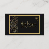 Moderne Zwart & Goud Mandala Yoga/Pilates Visitekaartje (Voorkant)