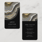 Moderne Zwart Goud Marmeren Patroon Designer Visitekaartje (Voorkant / Achterkant)
