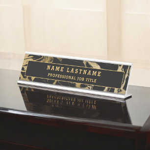Moderne Zwart Goud Marmeren Steen Custom Minimalis Bureau Naambordje