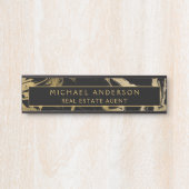 Moderne Zwart Goud Marmeren Steen Custom Minimalis Deurbordje (Voorkant)