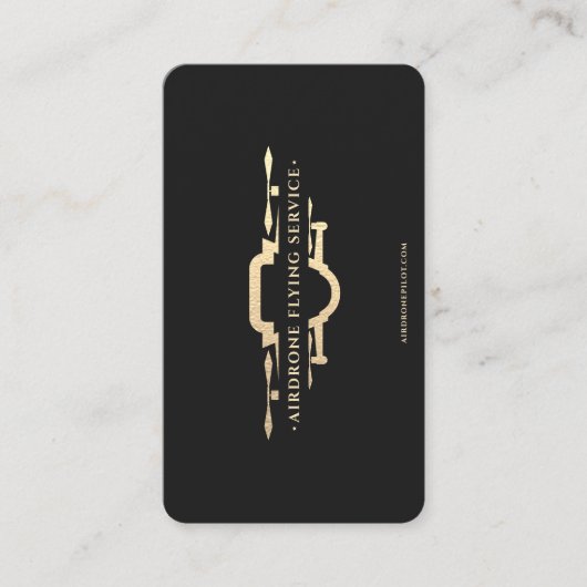 Moderne Zwart Goud Monogram Drone Pilot Visitekaartje (Voorkant)